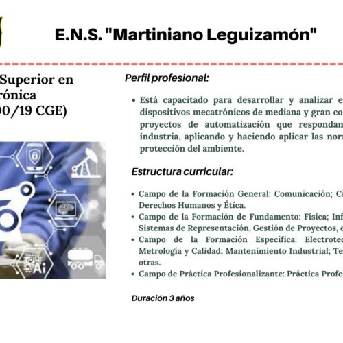 Preinscripción para tramitar la creación de la Tecnicatura Superior en Mecatrónica