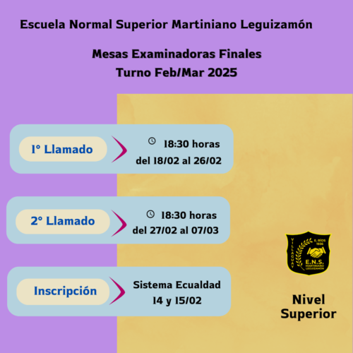 Cronograma de Mesas Evaluadoras Finales (Turno Feb/Mar 2025)