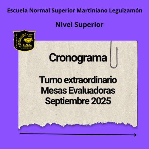 Cronograma de Mesas Evaluadoras Finales (Turno Extraordinario Septiembre 2025)