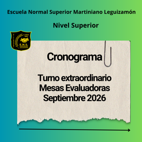 Cronograma de Mesas Evaluadoras Finales (Turno Extraordinario Septiembre 2026)