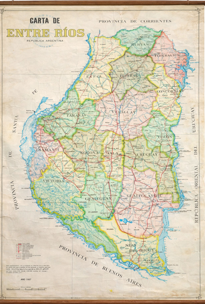 Lámina: Mapa físico político de la provincia de Entre Ríos